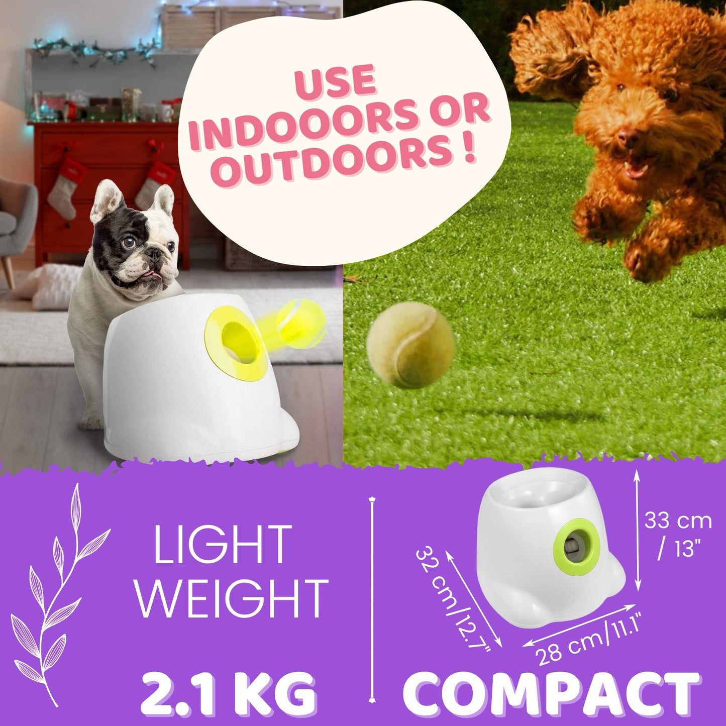 🎾 Automatic Dog Ball Launcher | Interactive Tennis Toy with 6 Balls 🐕