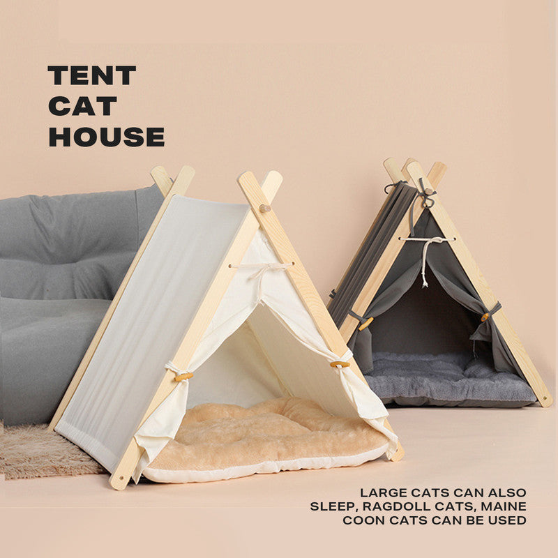 🐾 Pets Teepee Tent | Removable & Washable Dog & Cat Bed with Cushion