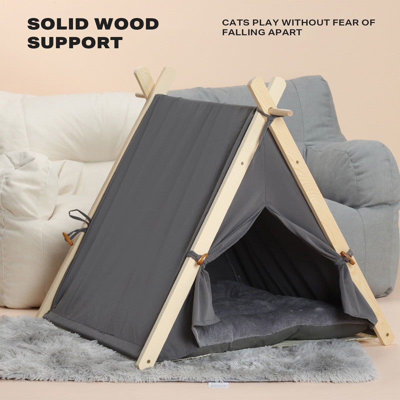 🐾 Pets Teepee Tent | Removable & Washable Dog & Cat Bed with Cushion