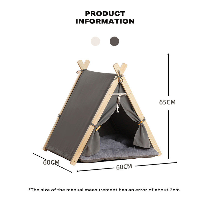 🐾 Pets Teepee Tent | Removable & Washable Dog & Cat Bed with Cushion