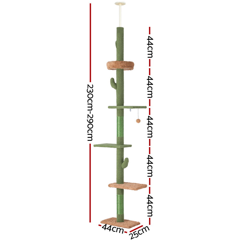 🐱 i.Pet 290cm Cat Tree | Floor-to-Ceiling Scratching Post & Bed